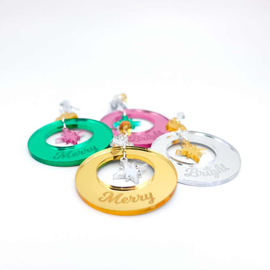 Merry And Bright Christmas bauble earrings, new at Wear and Resist for the Festive Season! 