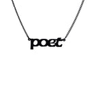 Poet necklace in matte black, shown hanging against a white background. 