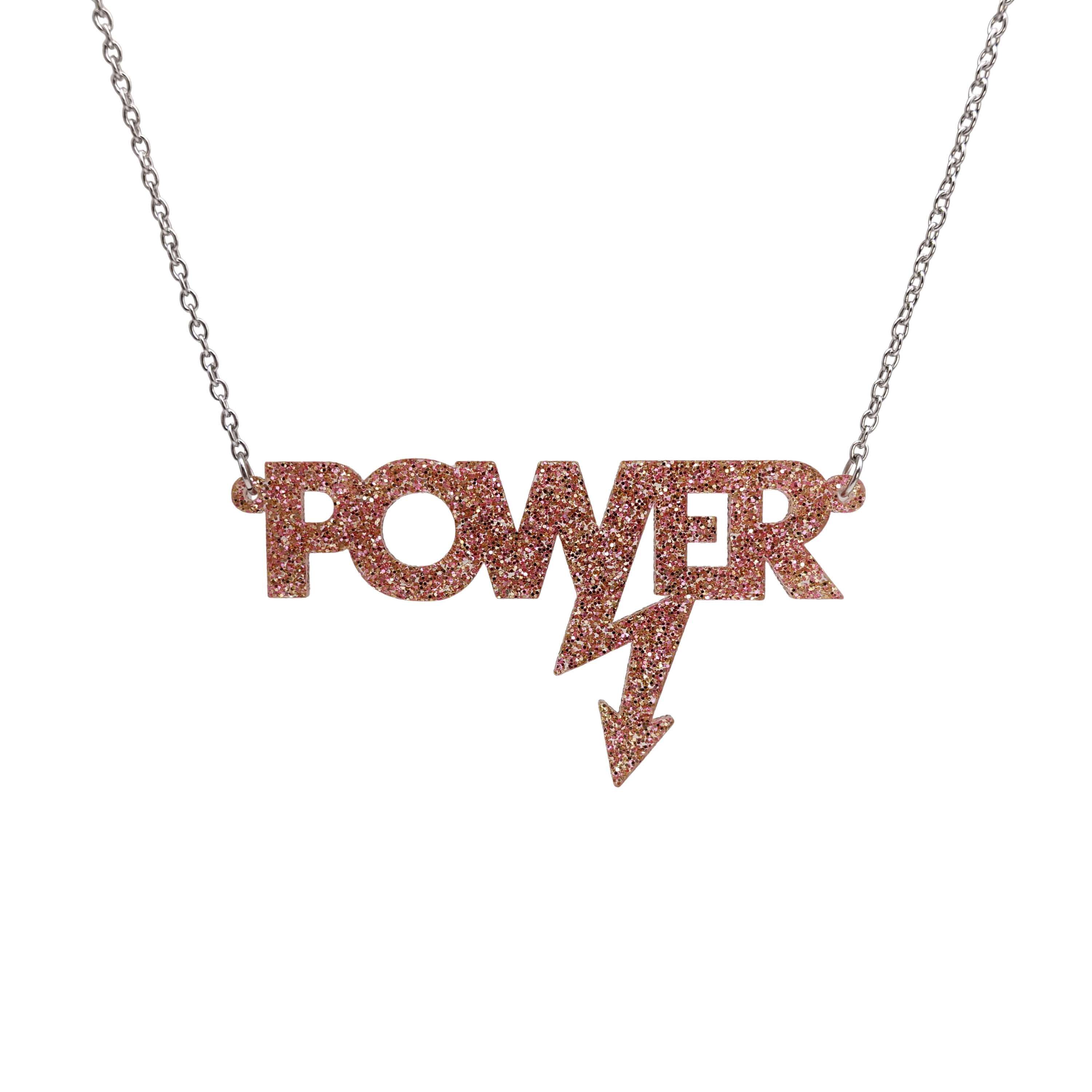 Power necklace in pink fizz glitter.