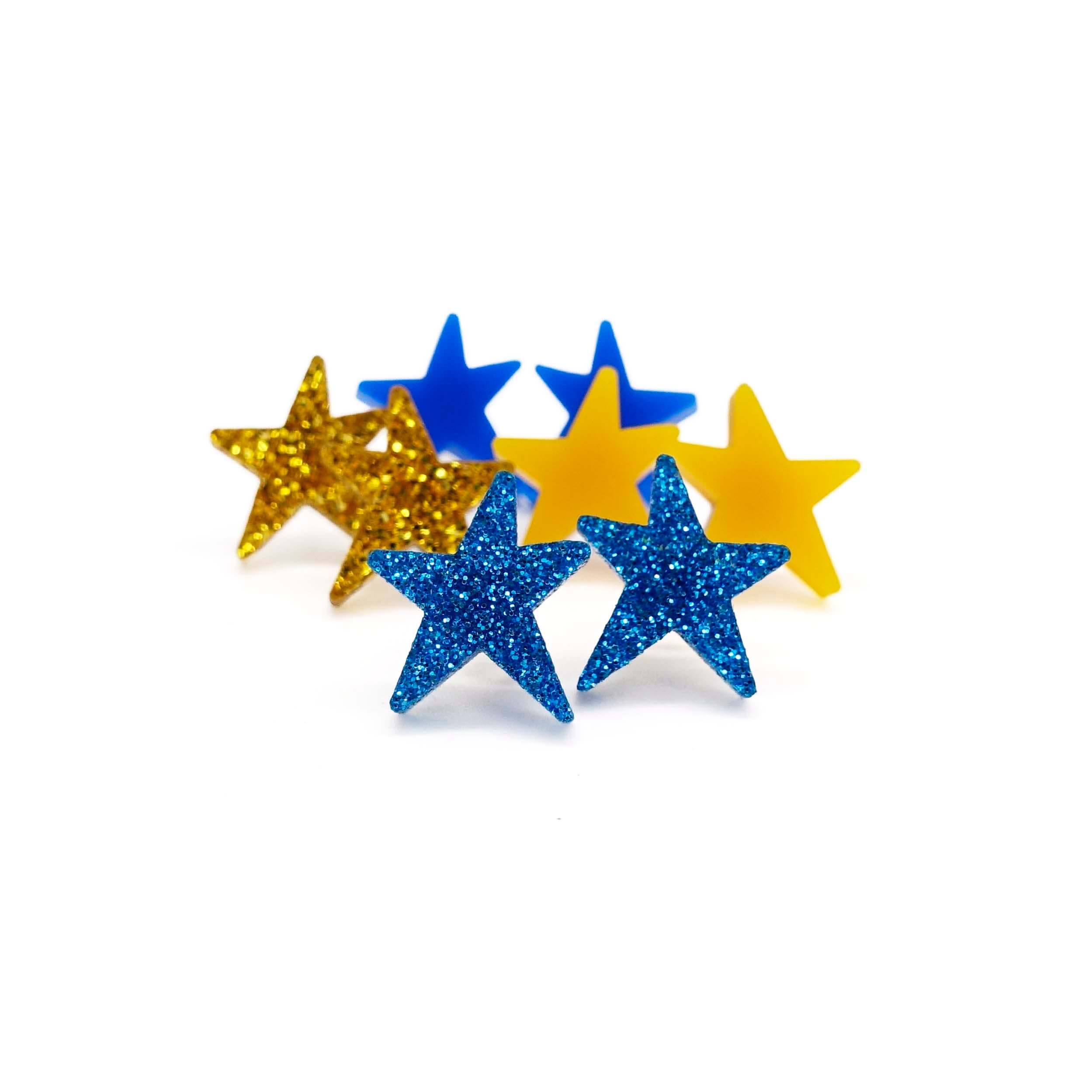 Funky Resist star earrings in colours to match your Rejoin the EU necklace. 