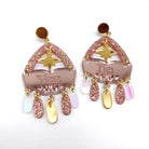 Western style statement earrings in rosey gold colourway with the words Yee Ha engraved on rose gold pink and a gold star. 