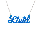 Livid necklace in matte bright blue, shown hanging against a white background.