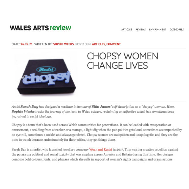 Chopsy necklaces featured in Wales Art Review