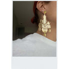 All gold Festive Drop statement earrings as worn by the Persisterhood! 