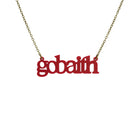 Gobaith Welsh hope necklace in oxblood  shown hanging on an antique gold chain. 