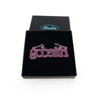 Gobaith Welsh hope necklace in pink frost, shown in a Wear & Resist gift box. 