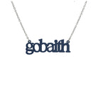 Gobaith Welsh hope necklace in slate, shown hanging on a stainless steel chain. 