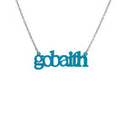 Gobaith Welsh hope necklace in teal frost, shown hanging on a stainless steel chain. 
