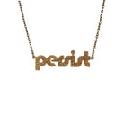 Gold glitter disco persist necklace shown hanging against a white background. 