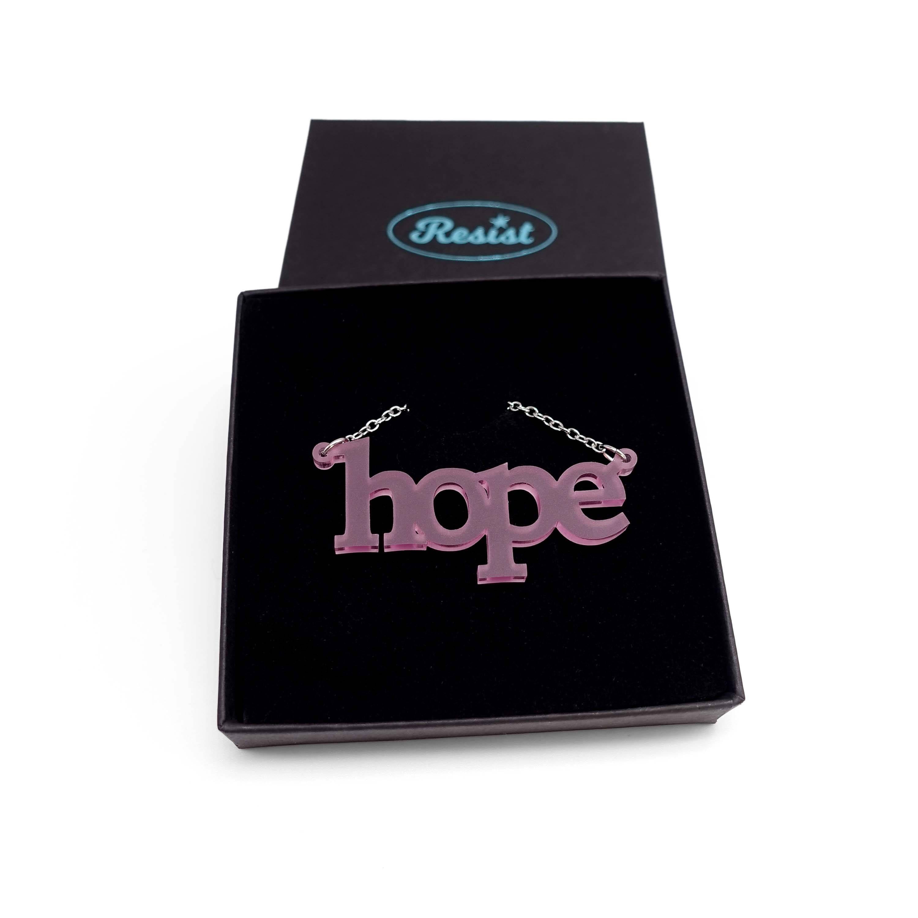 Hope necklace in pale pink frost. 