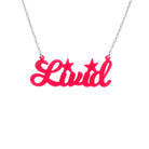 Livid necklace in hot pink, shown hanging against a white background.