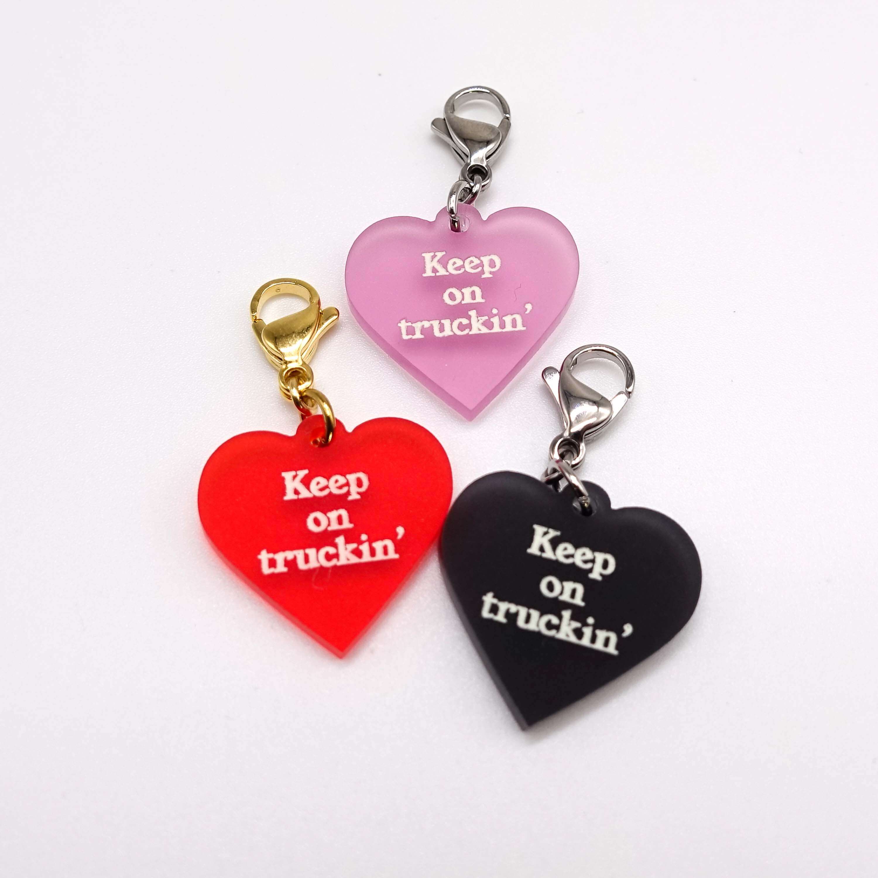 Keep on truckin' heart charms