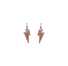 Lightning bolt hoop earrings in pink fizz glitter. 