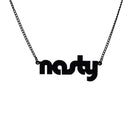 Nasty necklace in matte black, shown hanging against a white background.