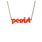 Chilli red disco Persist necklace shown hanging against a white background. 