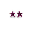 Purple glitter funky Wear and Resist star earrings shown on a white background. 