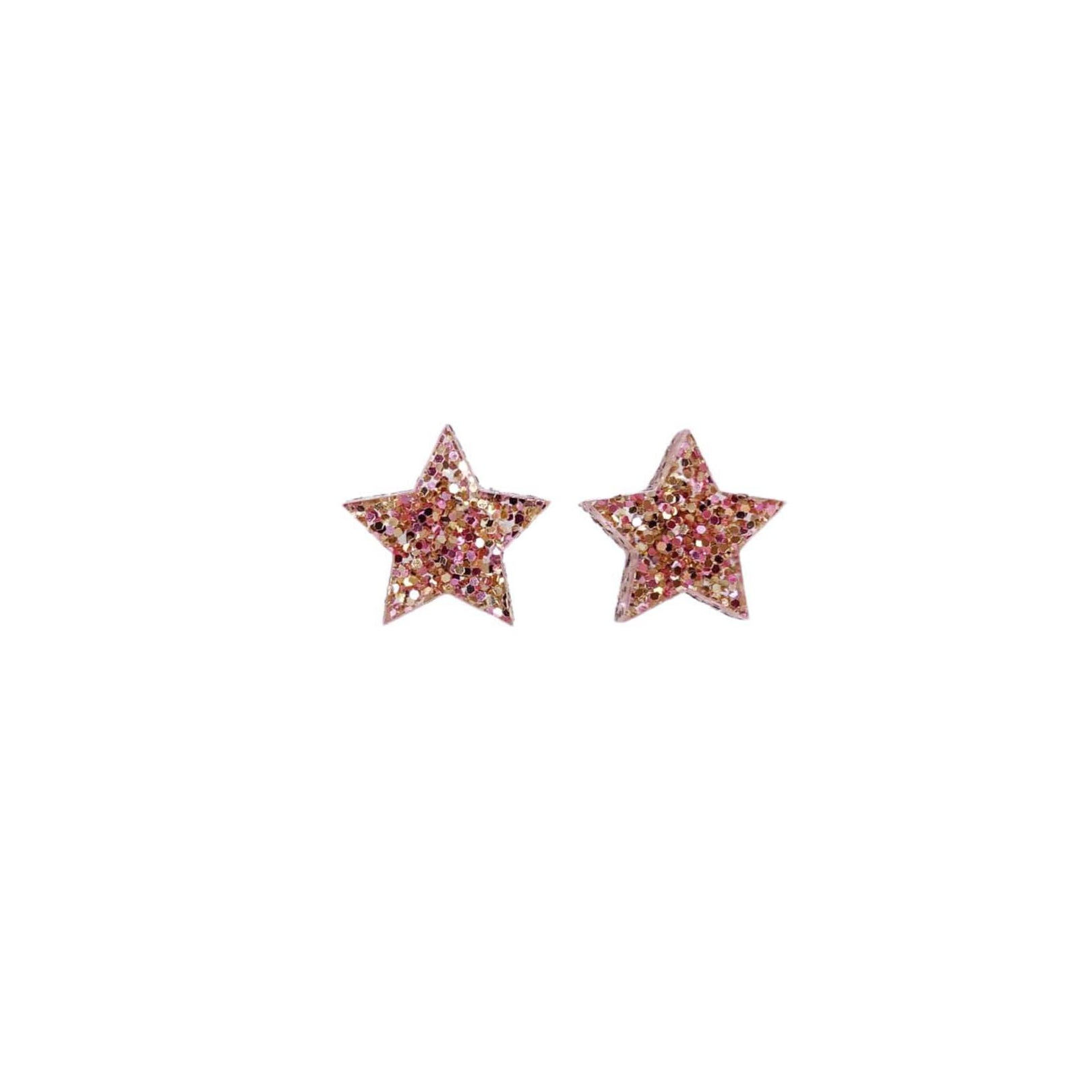 Small star earrings in pink fizz glitter.