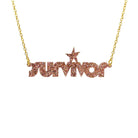 Survivor necklace in pink fizz glitter. 