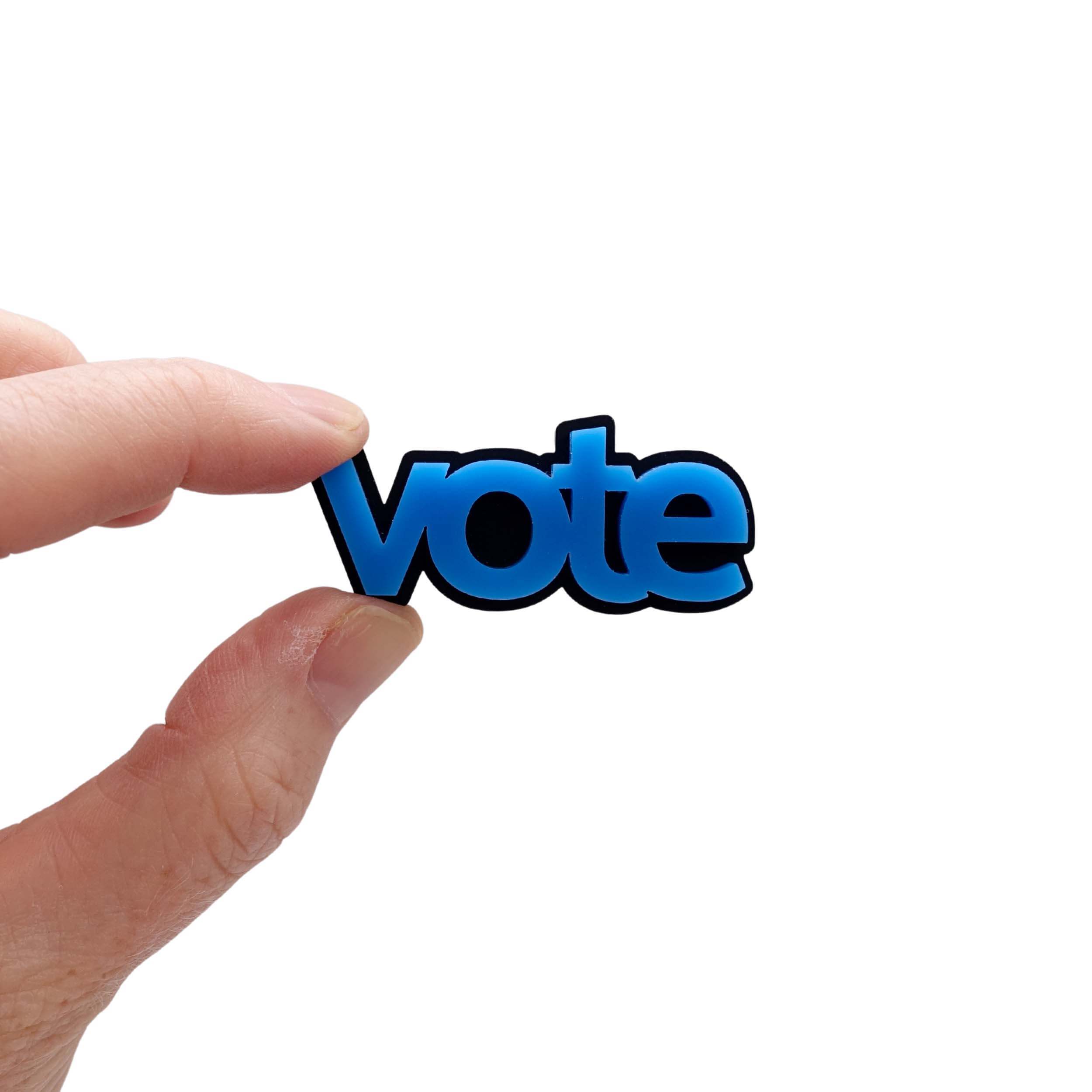 Vote brooch in bright matte blue. Vote BLUE this November! 