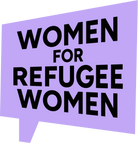 Women for  Refugee Women logo. £2 from the sale of this design goes so support them. 