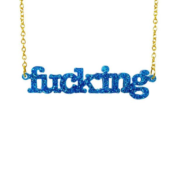 glitter blue fucking necklace double strand it