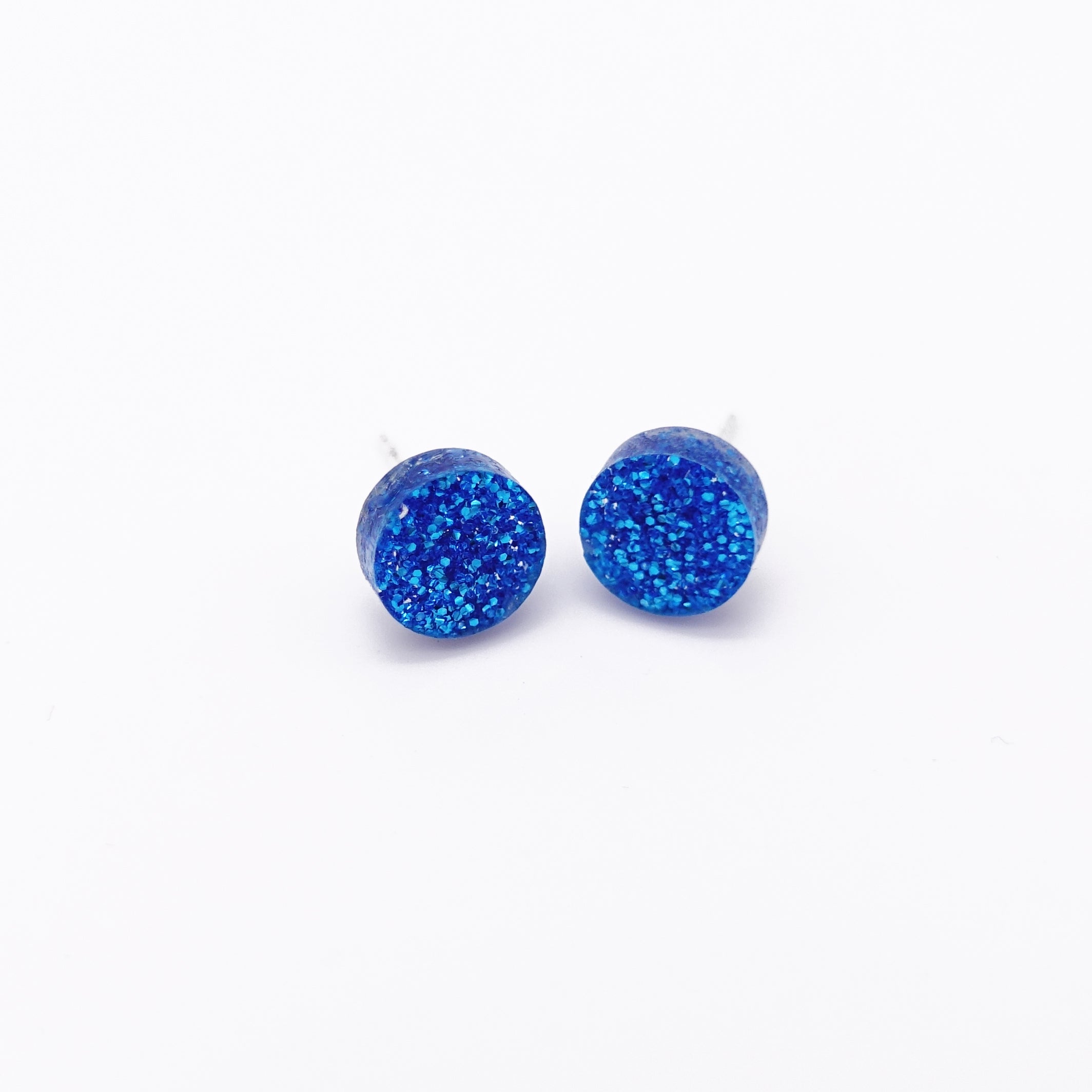 blue glitter dot earrings