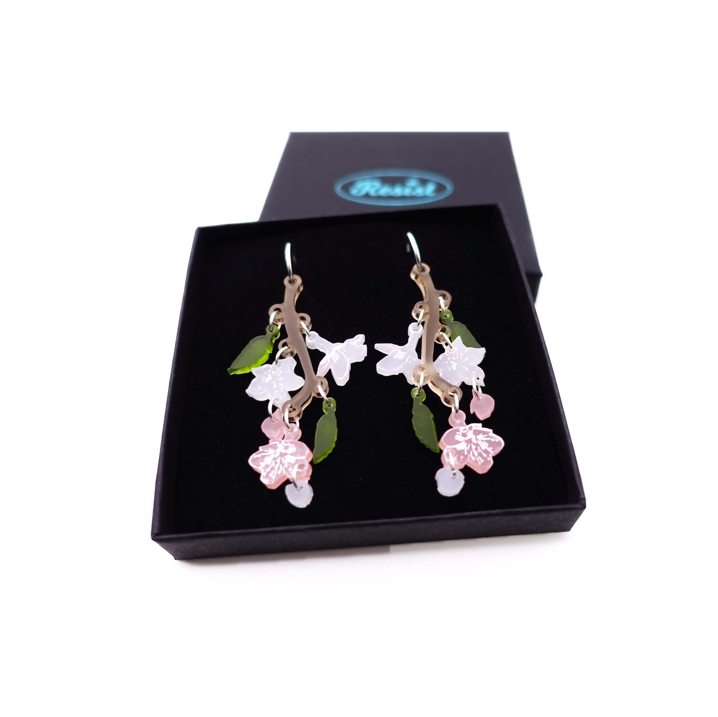 Cherry Blossom Earrings – Black Spruce Leather