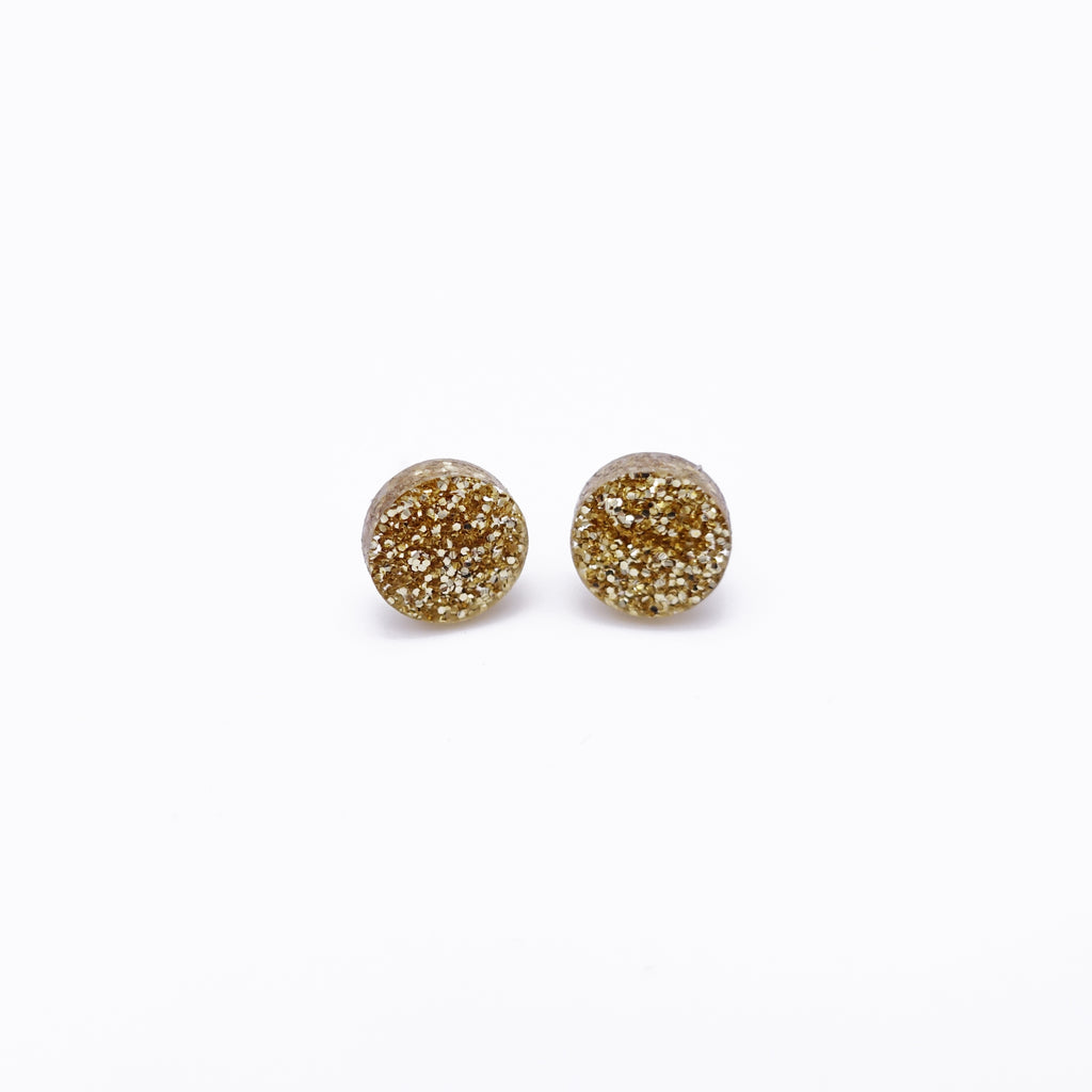 gold glitter dot earrings