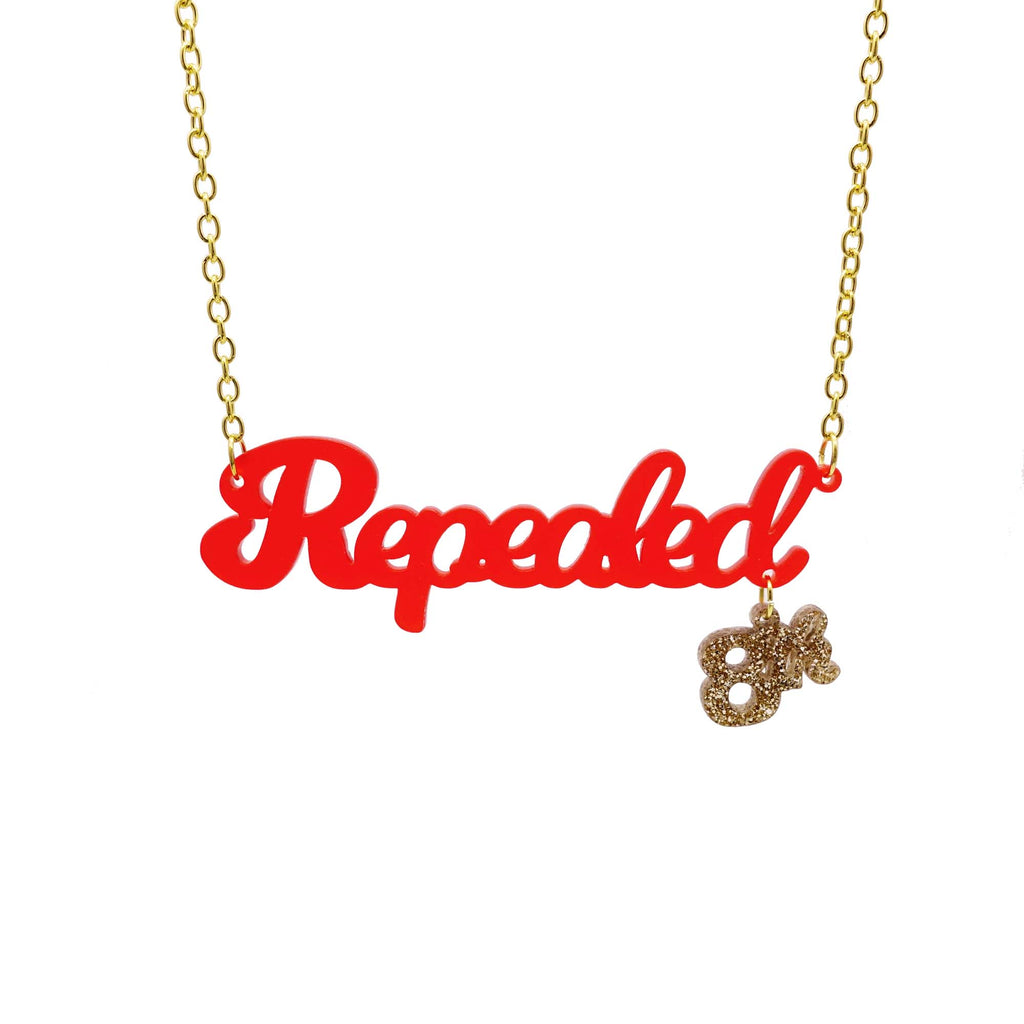 Hanging Repealed the 8th chilli frost red necklace with gold 8th
