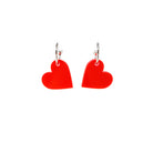 Hot red simple heart hoop earrings. 