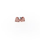 Rose gold mirror tiny heart stud earrings shown on a white background. 