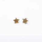 gold glitter small star earrings
